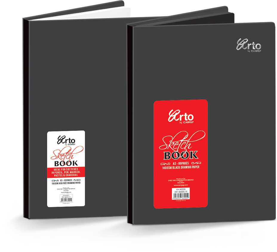 Big Format] Arto A3/A4 Hard Cover Sketch Book 1PCS - 120pages 110gsm Acid  Free