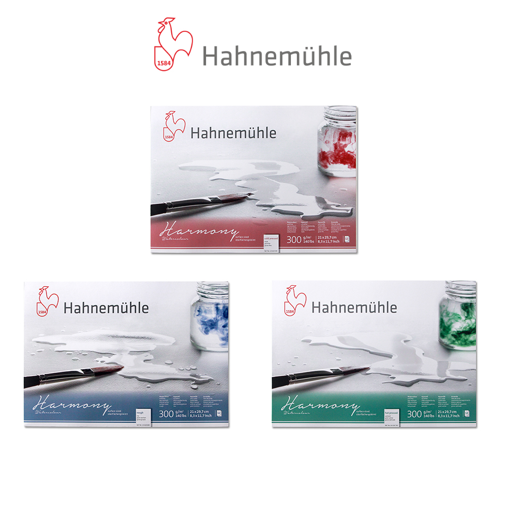 A4, Hahnemühle Harmony Watercolour 4-side Glued Pad 300gsm - 12 Sheets -  Campap